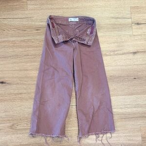 Zara Kids Purple Frayed Bottom Wide Leg Cropped Pants